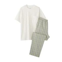 Ensemble d'intérieur avec pantalon en double gaze pour homme