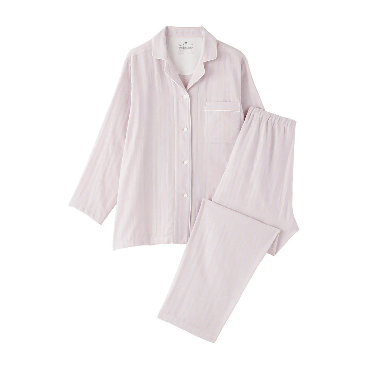 Ensemble pyjama à manches longues en gaze double pour femme