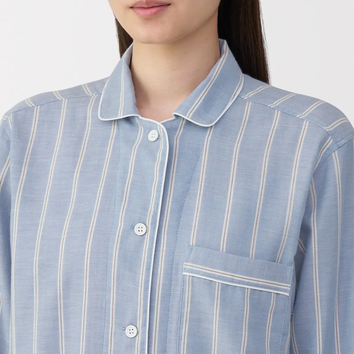 Ensemble pyjama à manches longues en gaze double pour femme