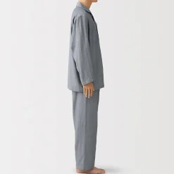 Ensemble pyjama à manches longues en gaze double pour homme