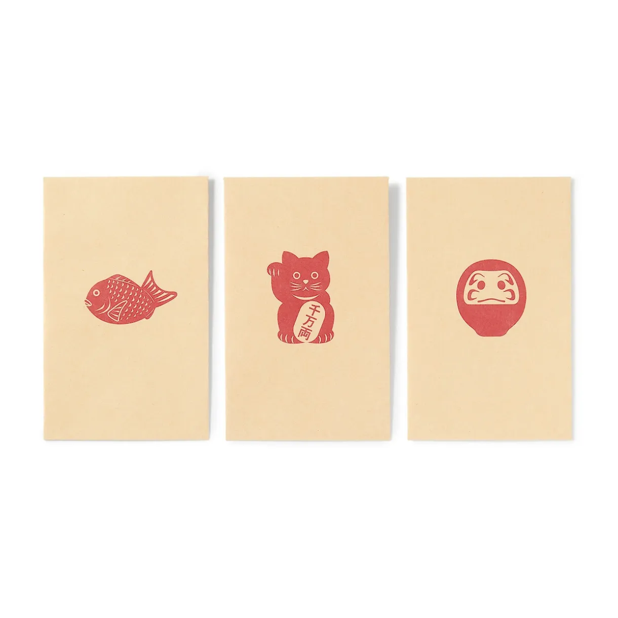 Enveloppes petites en papier de bambou avec motifs porte-bonheur - Kraft