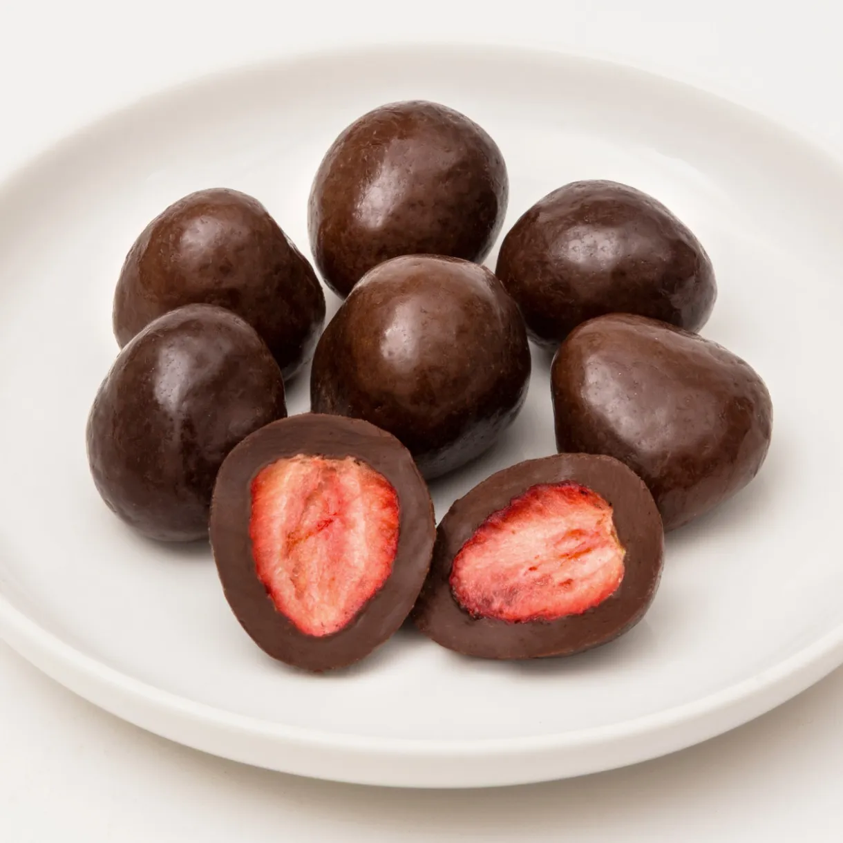 Fraises enrobées de chocolat noir
