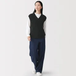 Gilet en tricot torsadé de mélange de coton pour femme
