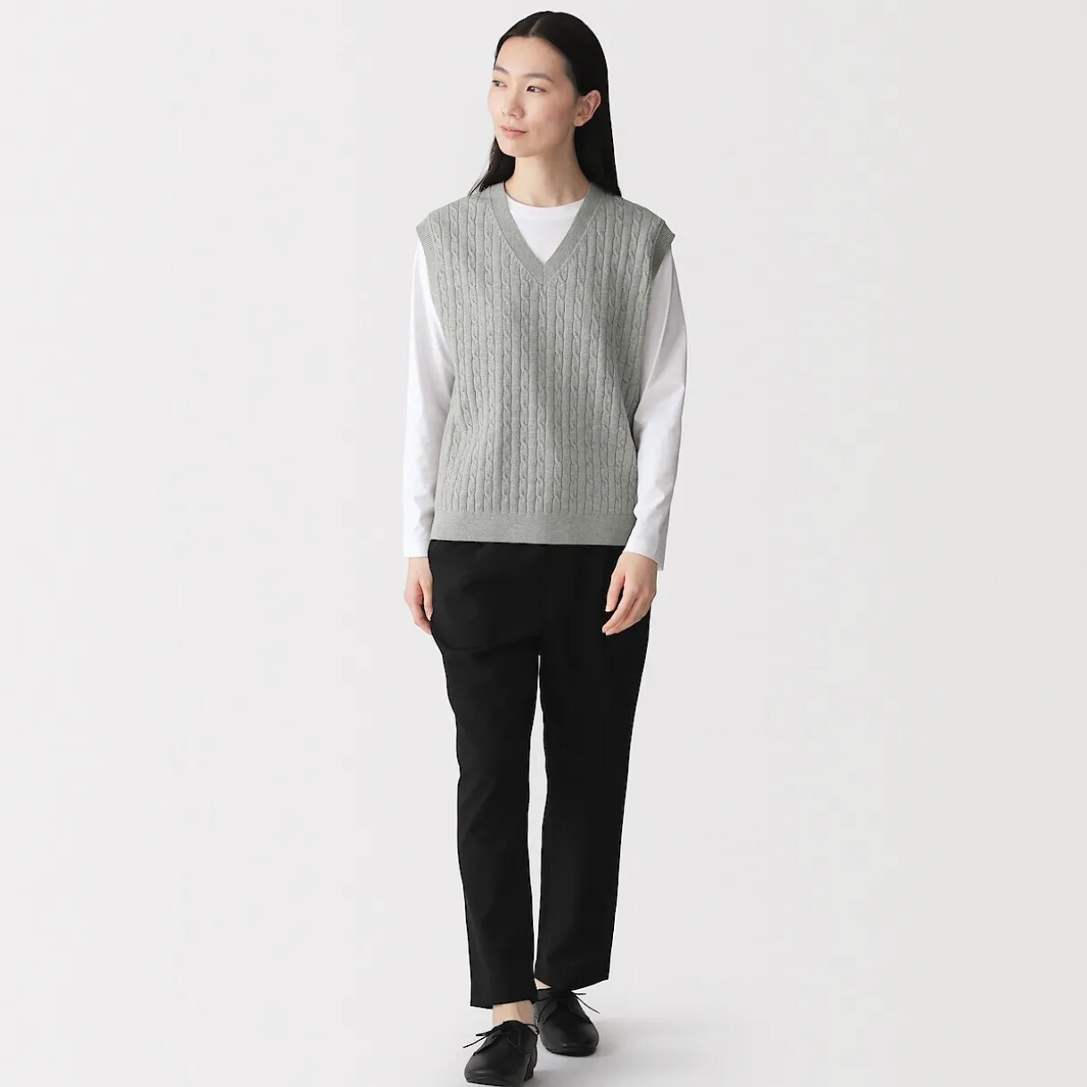 Gilet en tricot torsadé de mélange de coton pour femme