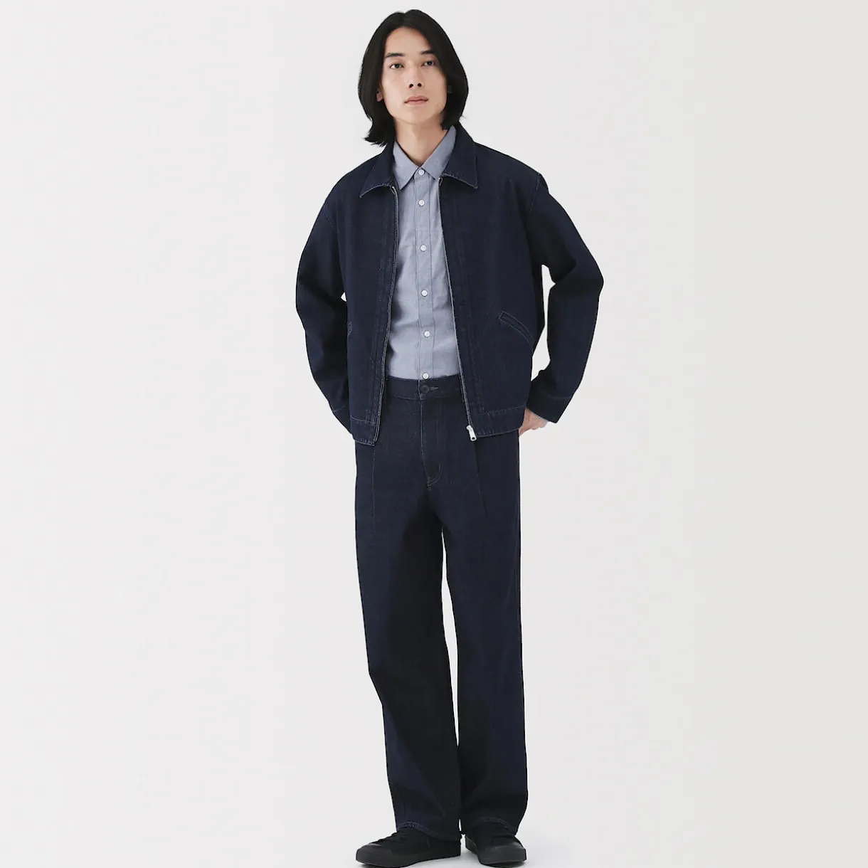 Jean coupe droite en denim mélangé kapok pour homme
