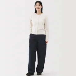 Jean denim coupe large en kapok mélangé pour femme