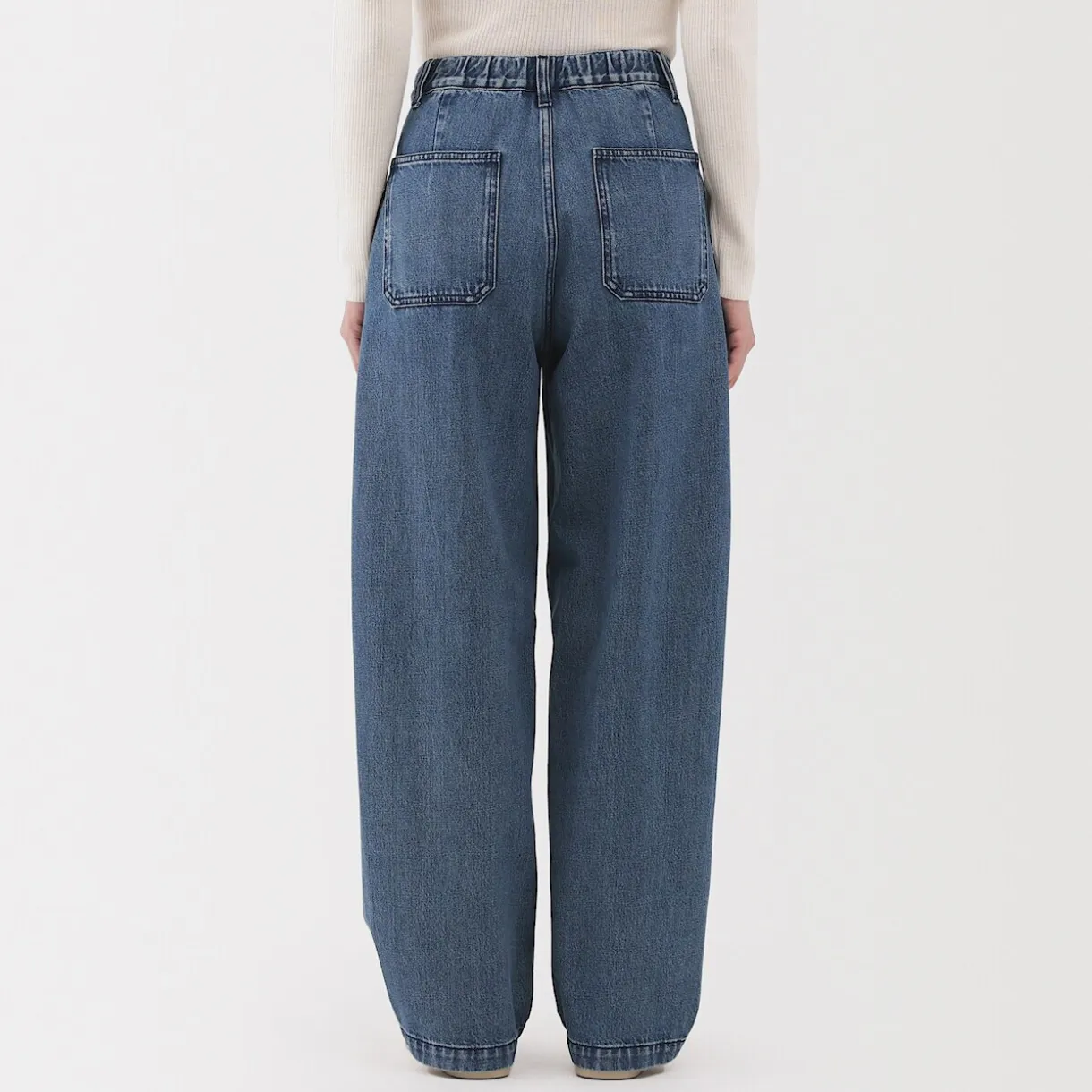 Jean denim coupe large en kapok mélangé pour femme