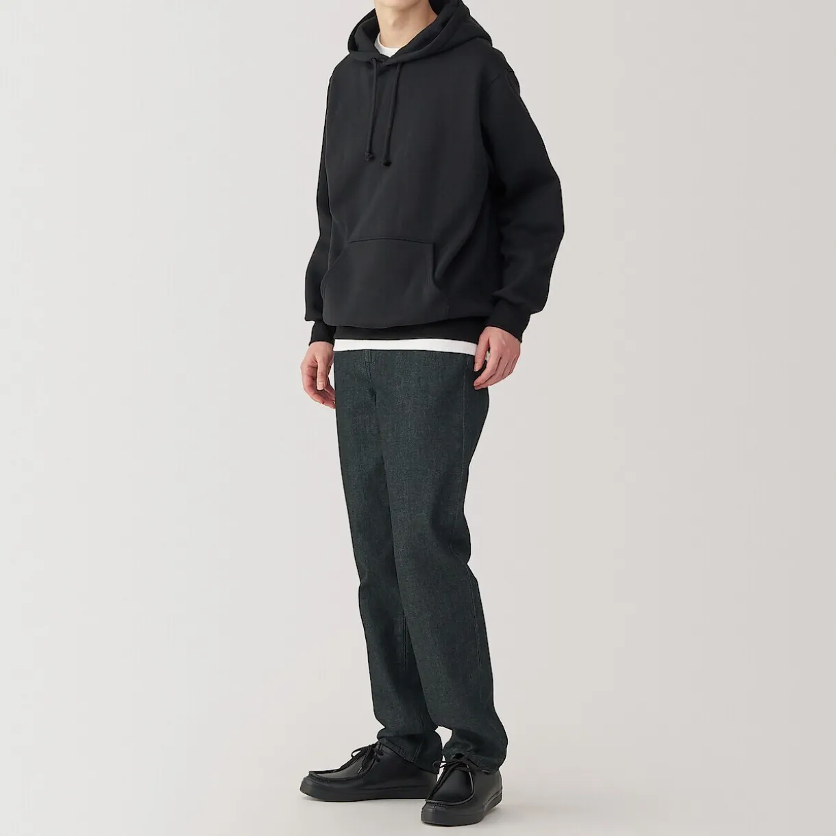 Jeans à Jambe Droite en Mélange de Kapok pour Homme ‐ Noir