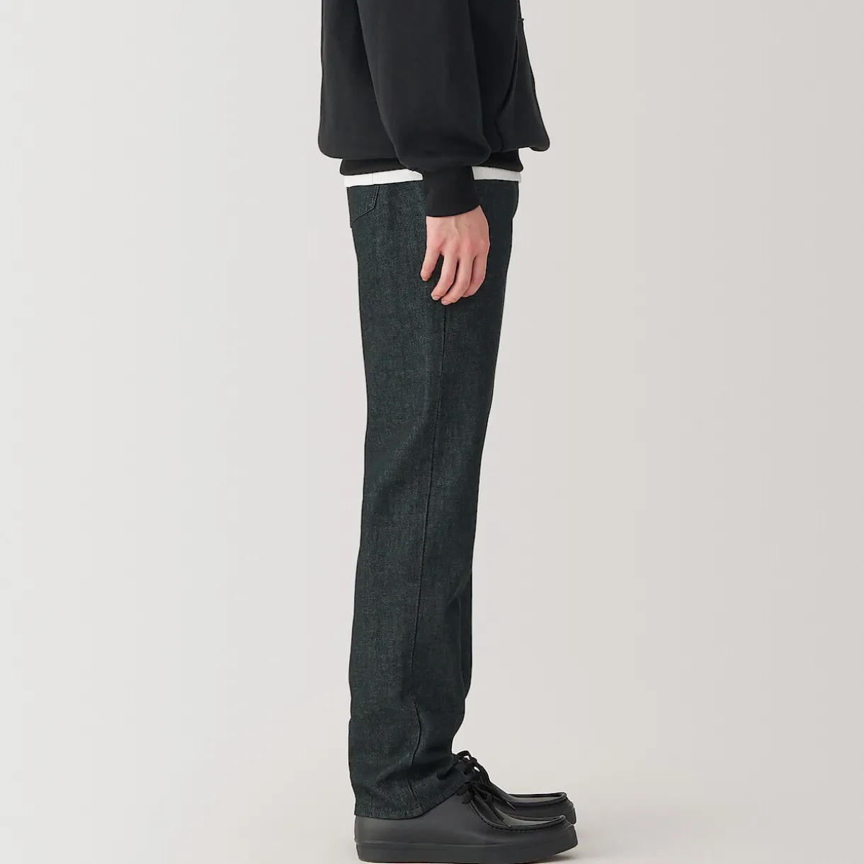 Jeans à Jambe Droite en Mélange de Kapok pour Homme ‐ Noir