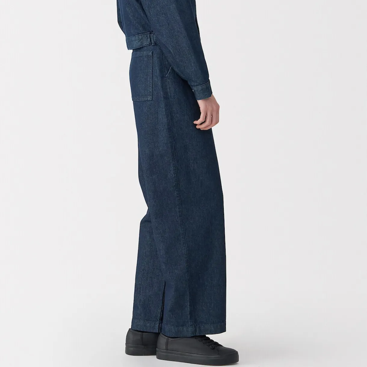 Jeans en washi et denim pour femme ‐ Bleu marine foncé