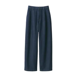 Jeans en washi et denim pour femme ‐ Bleu marine foncé