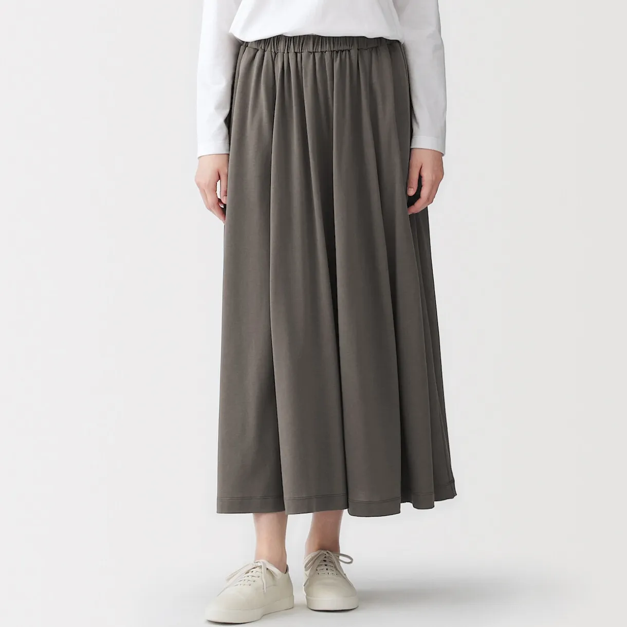 Jupe midaxi froncée en jersey de mélange de Lyocell pour femme