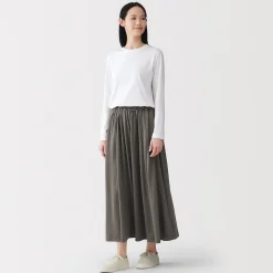 Jupe midaxi froncée en jersey de mélange de Lyocell pour femme