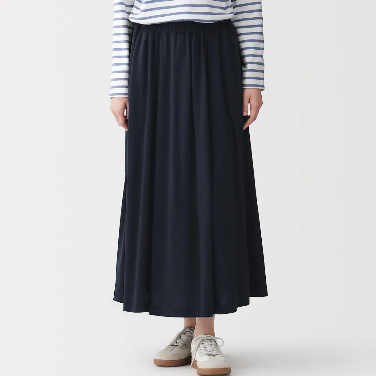 Jupe midaxi froncée en jersey de mélange de Lyocell pour femme
