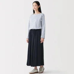 Jupe midaxi froncée en jersey de mélange de Lyocell pour femme
