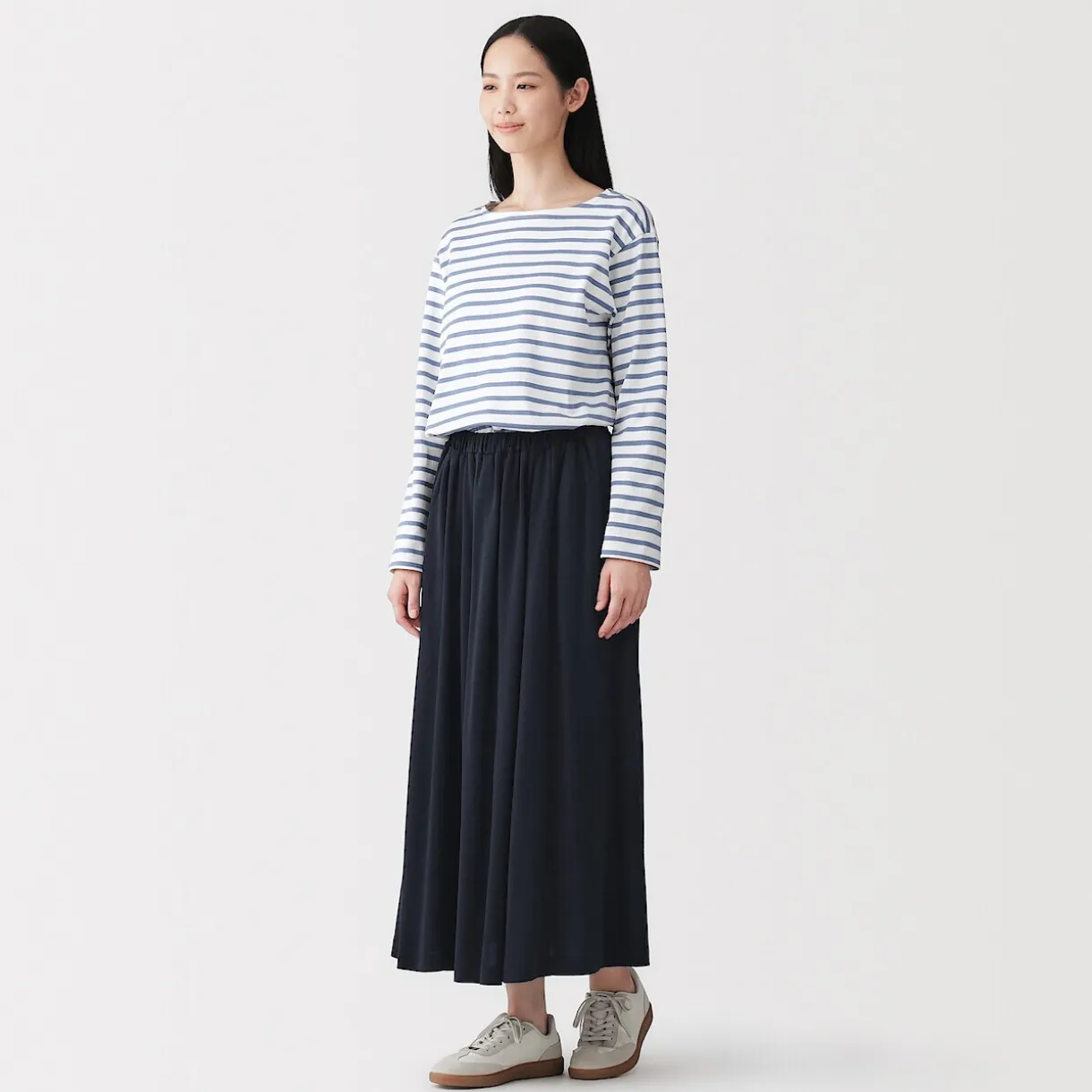 Jupe midaxi froncée en jersey de mélange de Lyocell pour femme