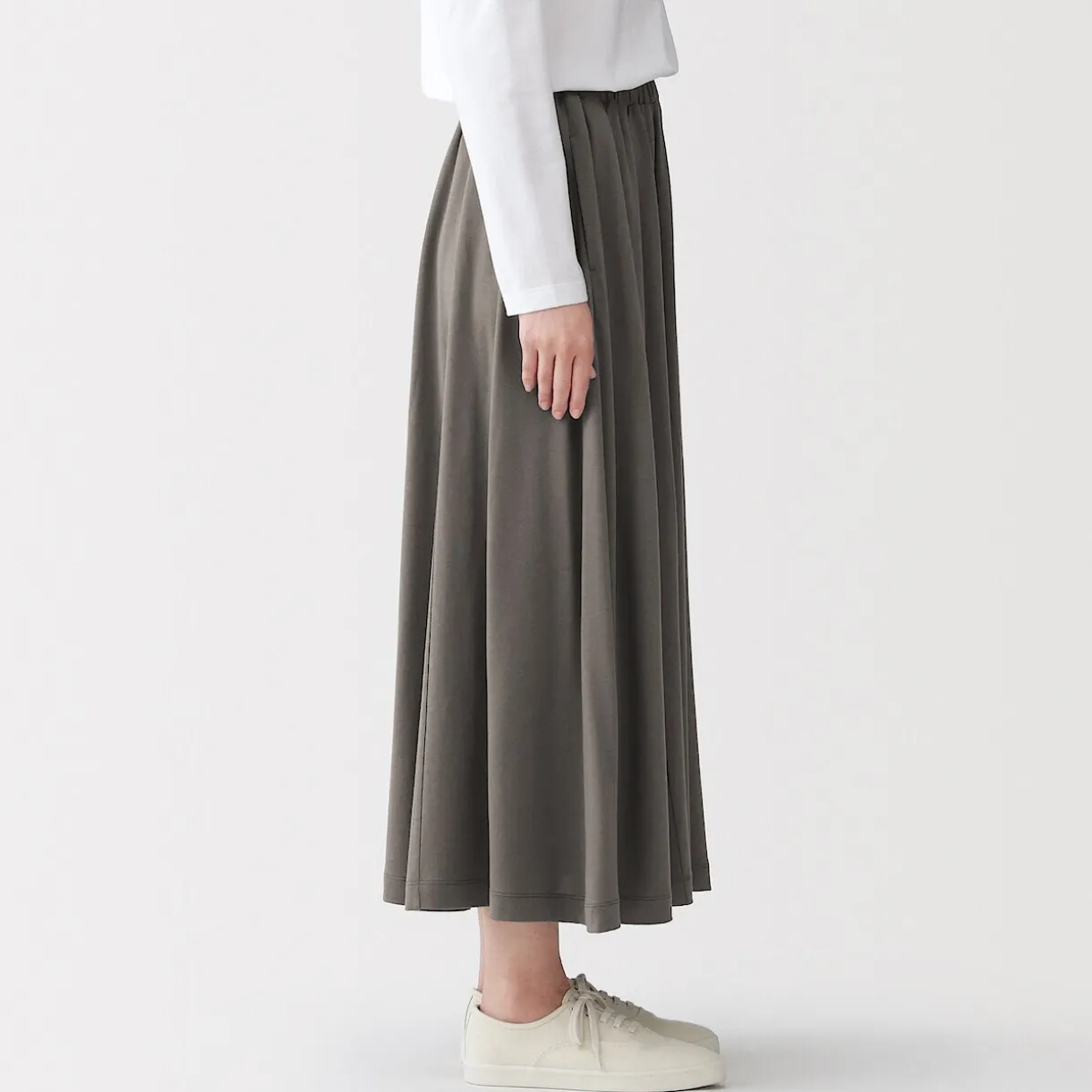 Jupe midaxi froncée en jersey de mélange de Lyocell pour femme