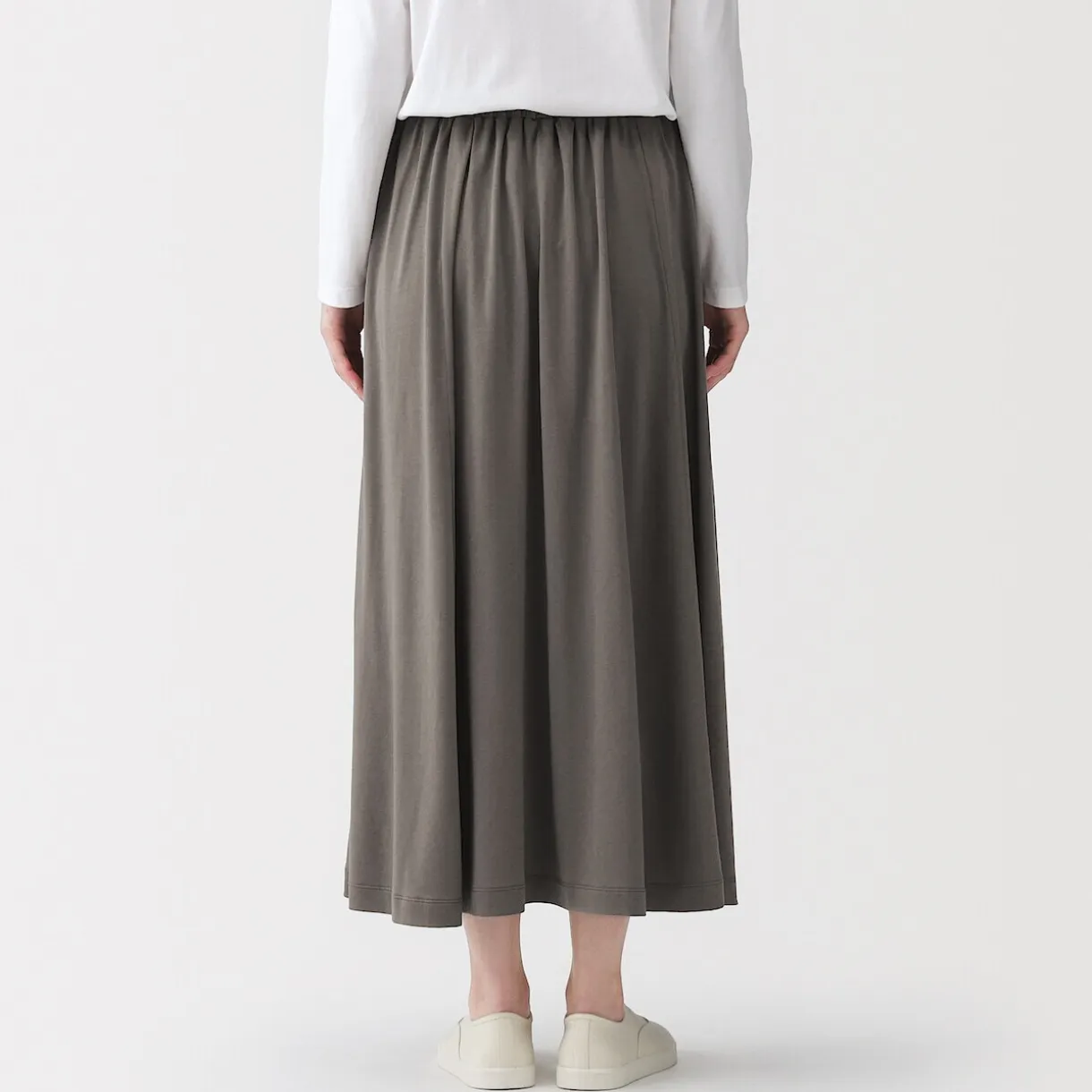 Jupe midaxi froncée en jersey de mélange de Lyocell pour femme