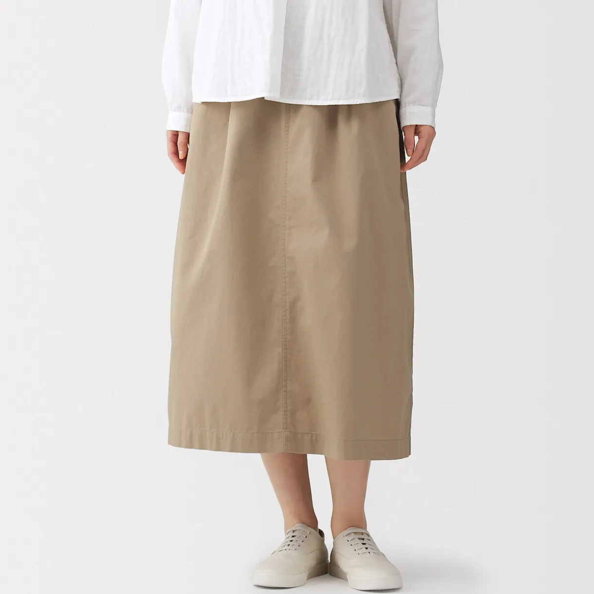 Jupe midi à la coupe confortable en coton délavé pour femme