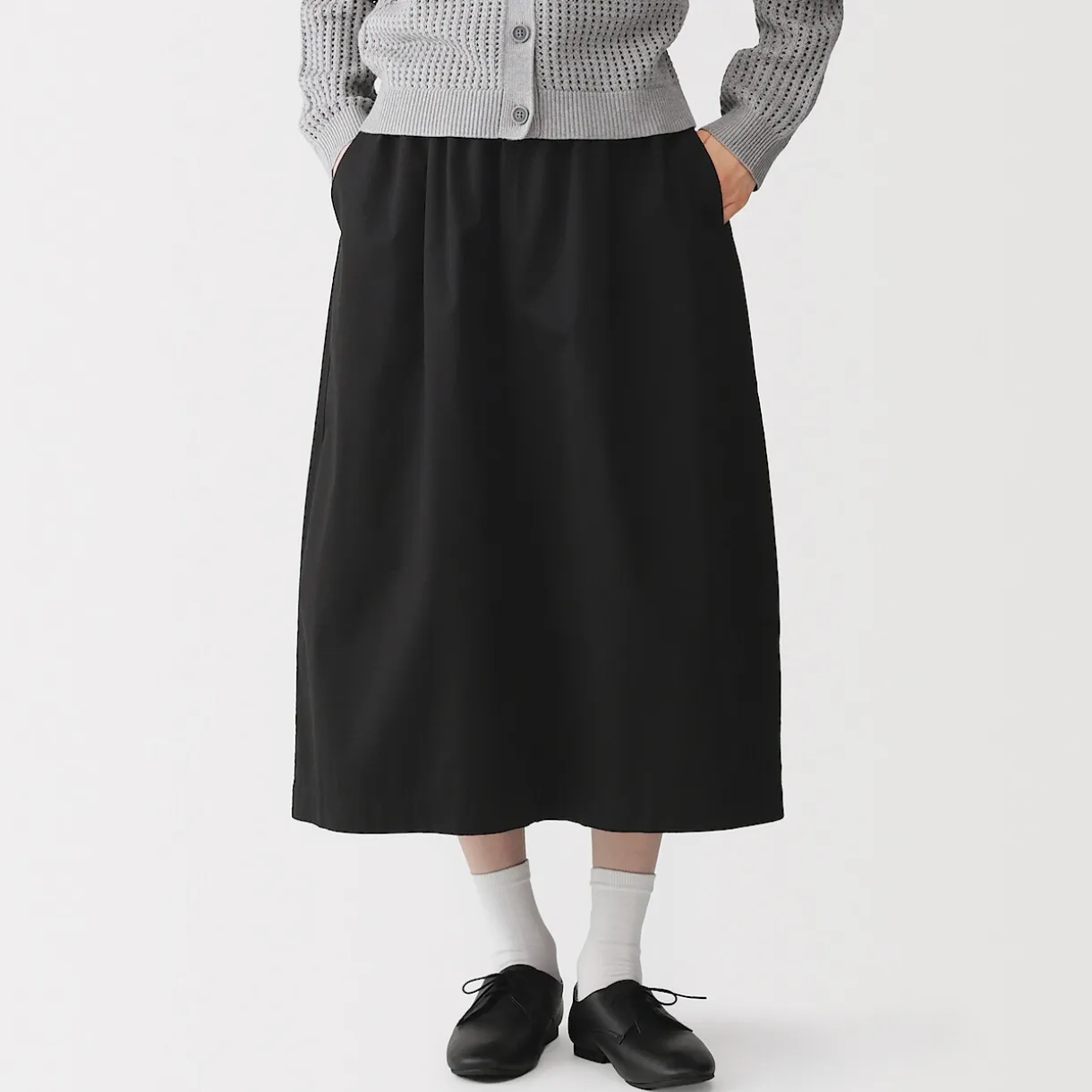 Jupe midi à la coupe confortable en coton délavé pour femme
