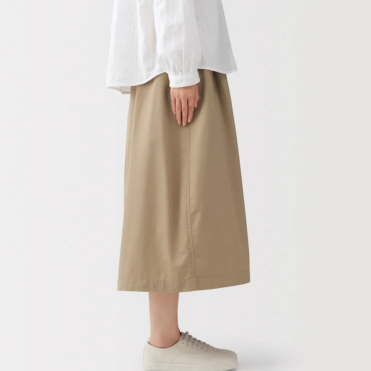 Jupe midi à la coupe confortable en coton délavé pour femme
