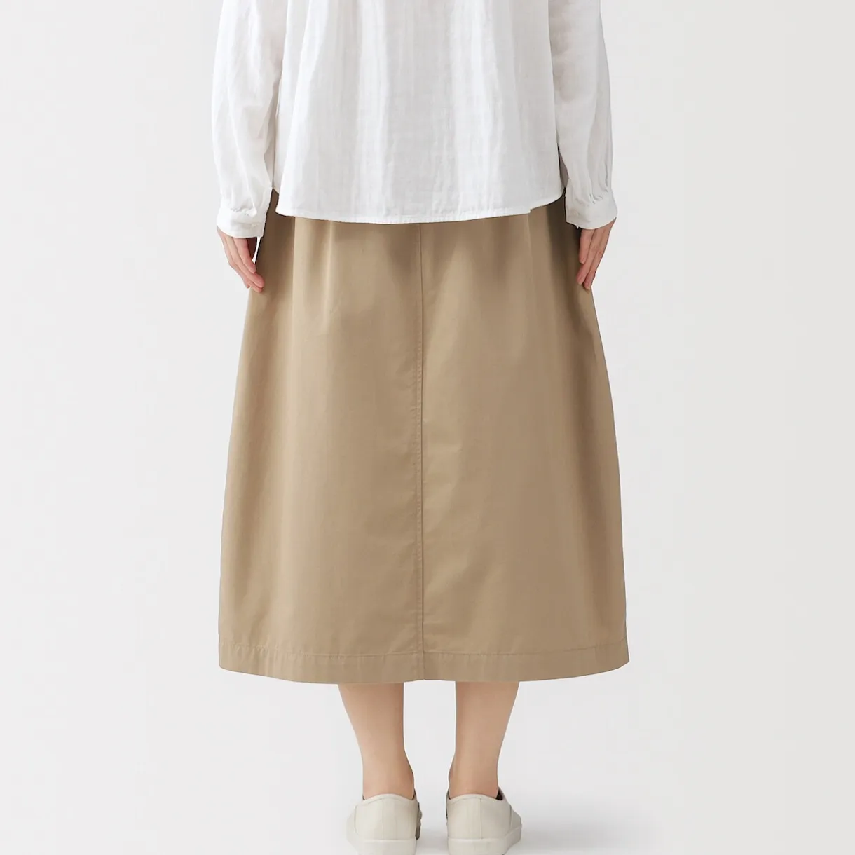 Jupe midi à la coupe confortable en coton délavé pour femme