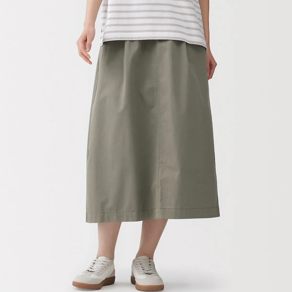 Jupe midi à la coupe confortable en coton délavé pour femme