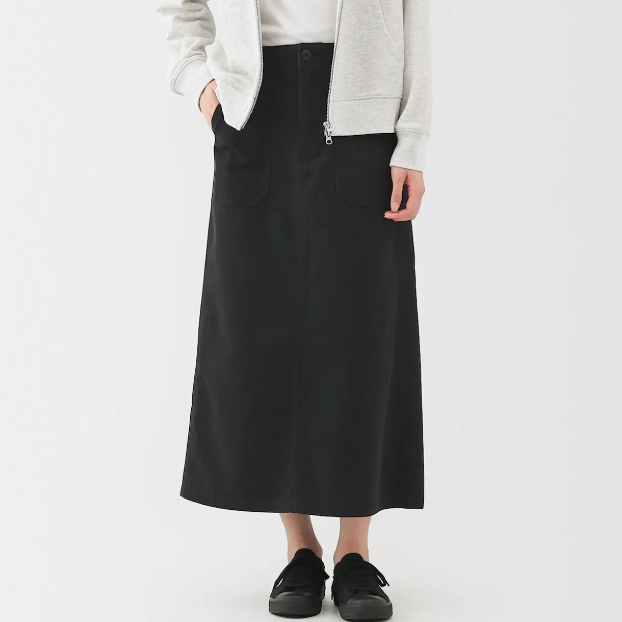 Jupe midi coupe droite avec motif de chevrons et en coton pour femme