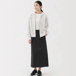 Jupe midi coupe droite avec motif de chevrons et en coton pour femme