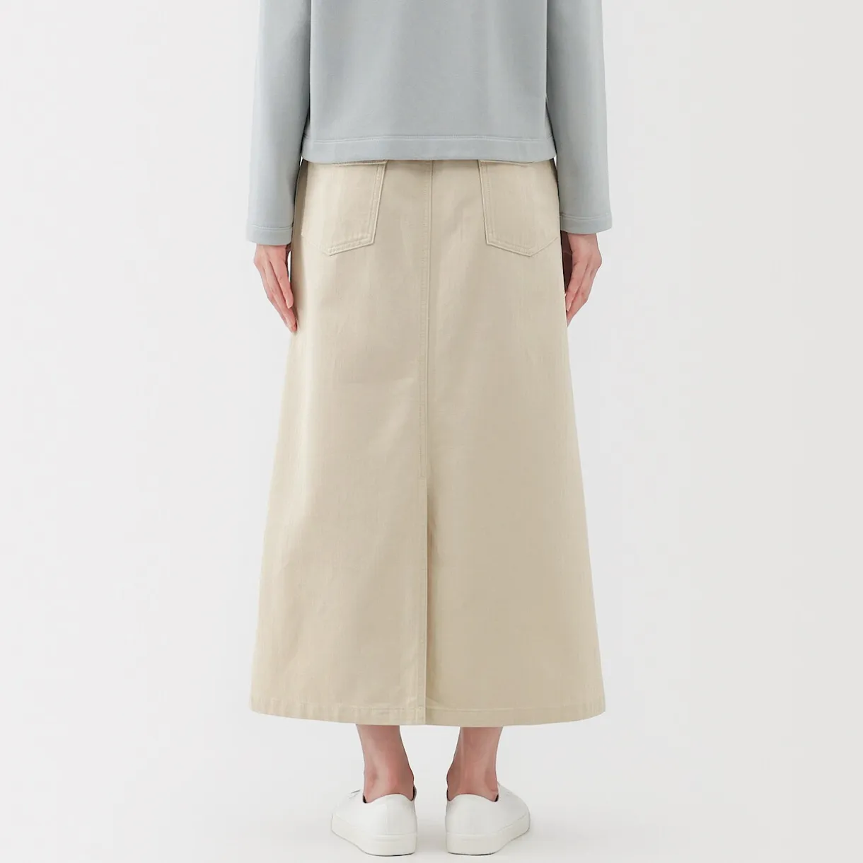Jupe midi coupe droite avec motif de chevrons et en coton pour femme