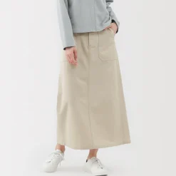 Jupe midi coupe droite avec motif de chevrons et en coton pour femme