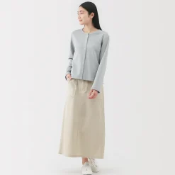 Jupe midi coupe droite avec motif de chevrons et en coton pour femme