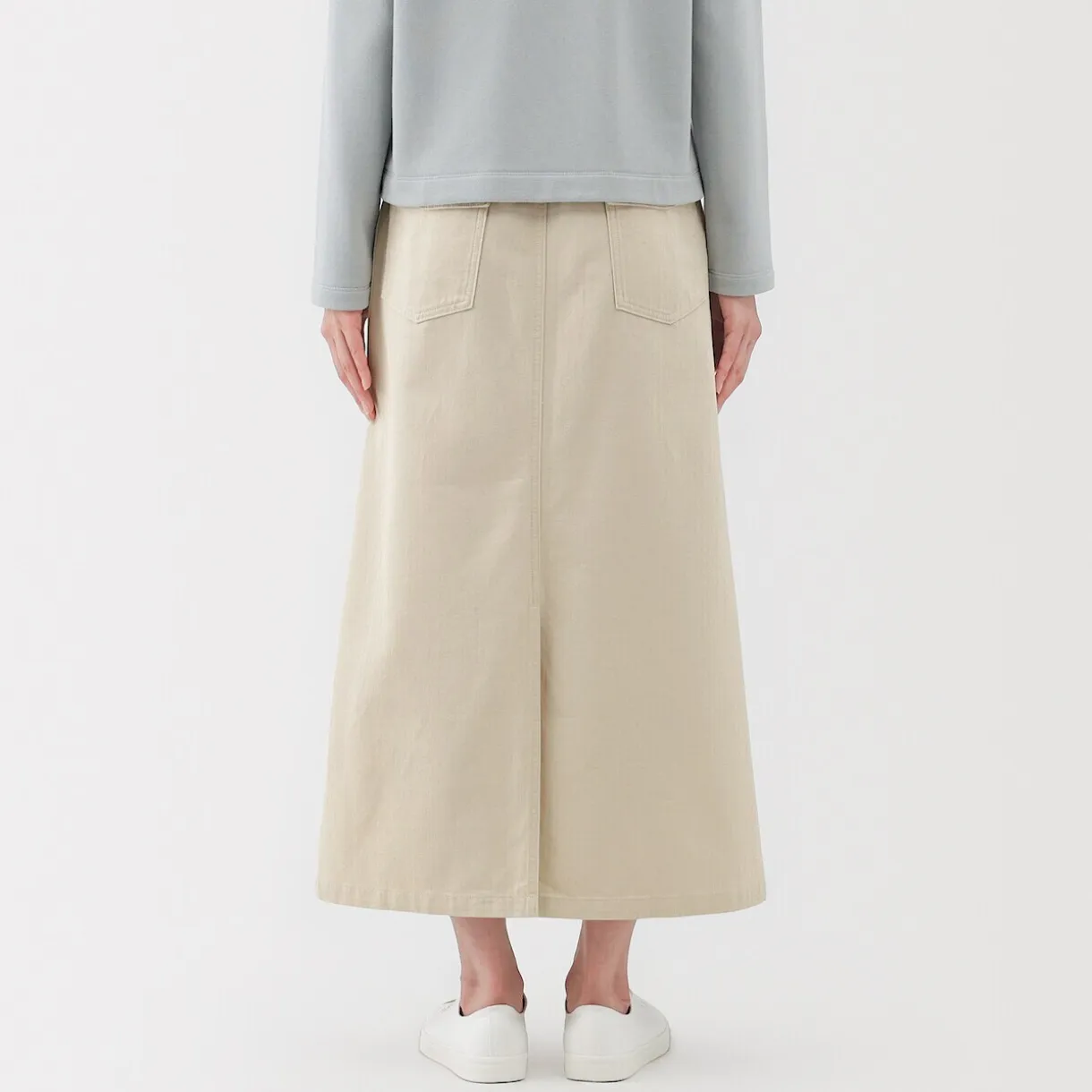 Jupe midi coupe droite avec motif de chevrons et en coton pour femme