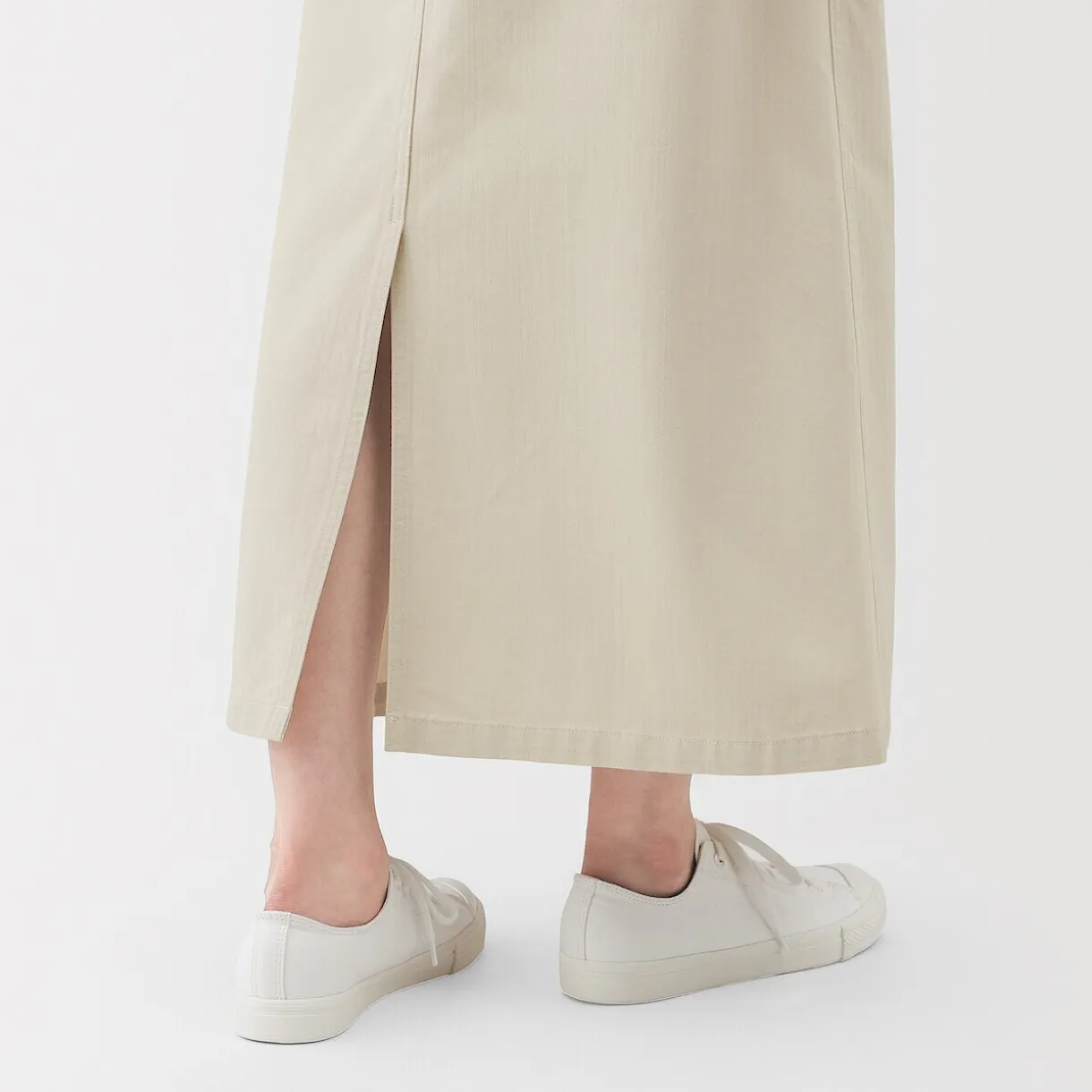 Jupe midi coupe droite avec motif de chevrons et en coton pour femme