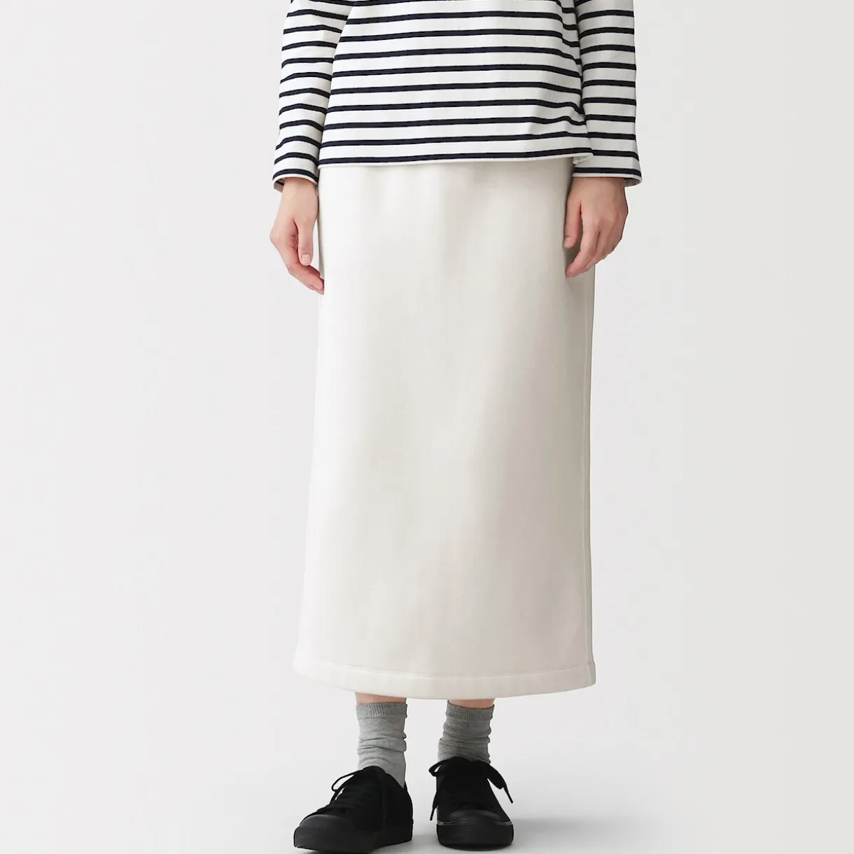 Jupe midi en sweat léger et coton mélangé pour femme