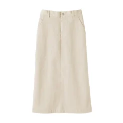 Jupe midi taille haute en velours côtelé extensible pour femme