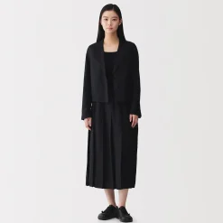Jupe plissée en lin et lyocell pour femme