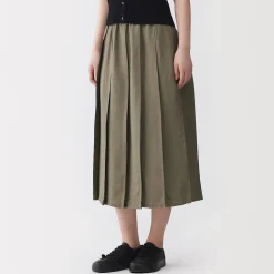 Jupe plissée en lin et lyocell pour femme