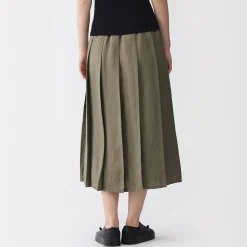Jupe plissée en lin et lyocell pour femme