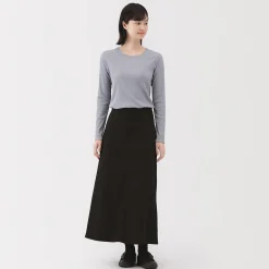 Jupe trapèze en chino extensible pour femme