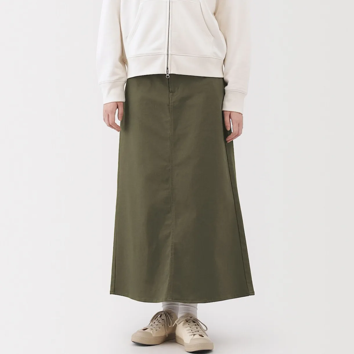 Jupe trapèze en chino extensible pour femme