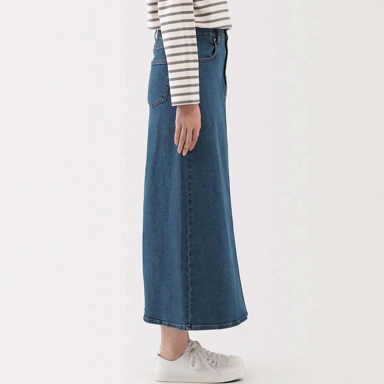 Jupe trapèze en denim extensible pour femme