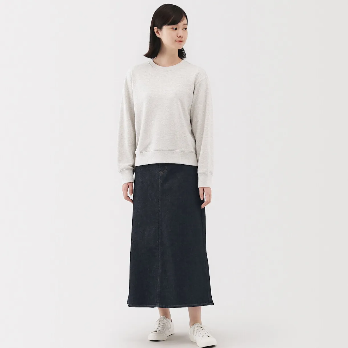 Jupe trapèze en denim extensible pour femme