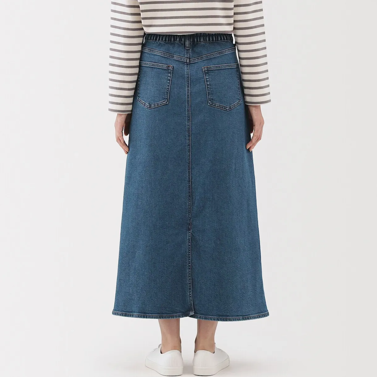 Jupe trapèze en denim extensible pour femme