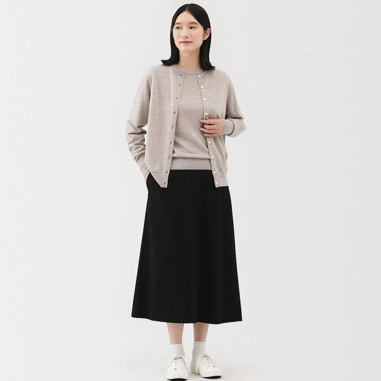 Jupe évasée en stretch brossé pour femme