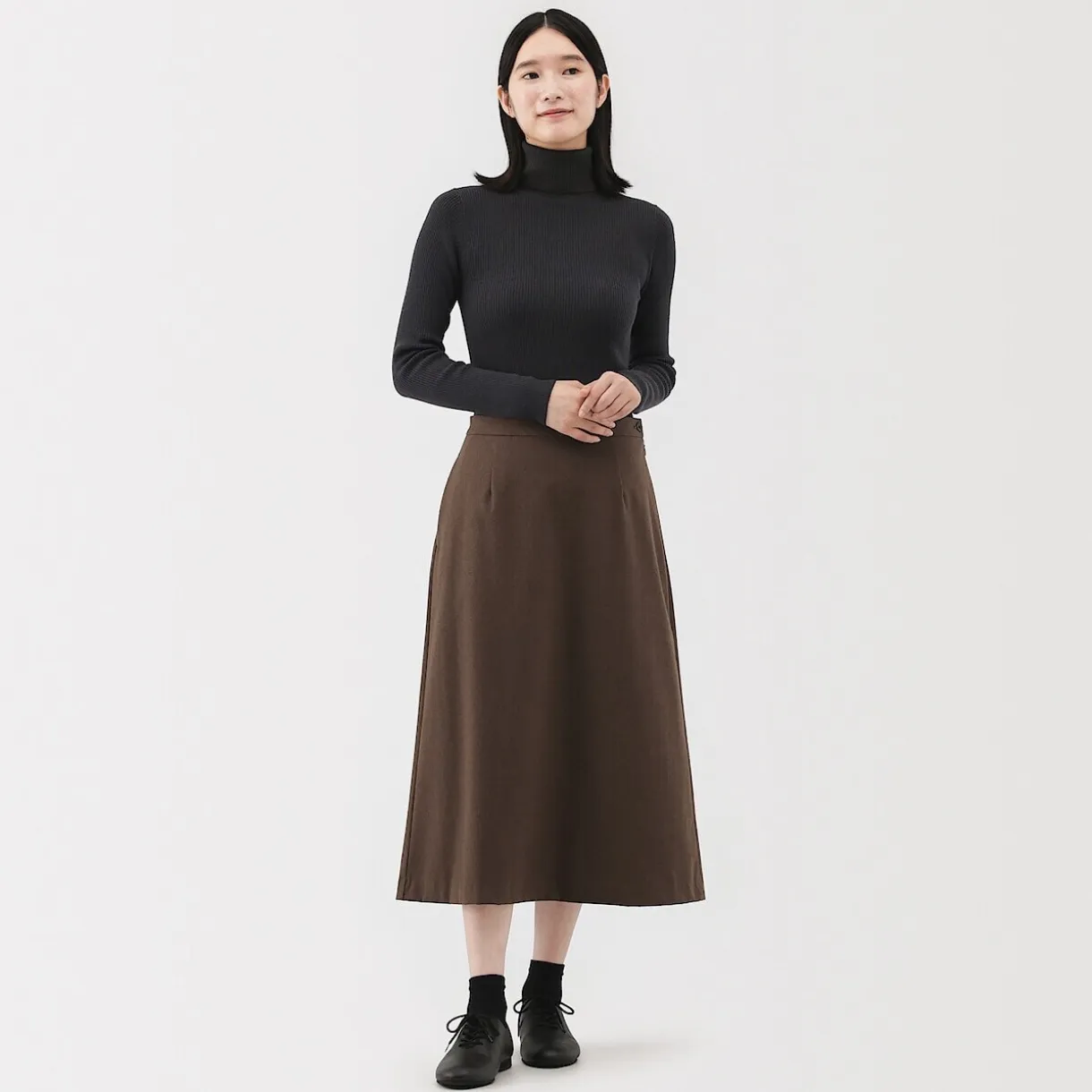 Jupe évasée en stretch brossé pour femme