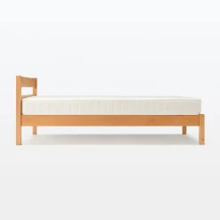 Lit double plaqué en bois d'hévéa