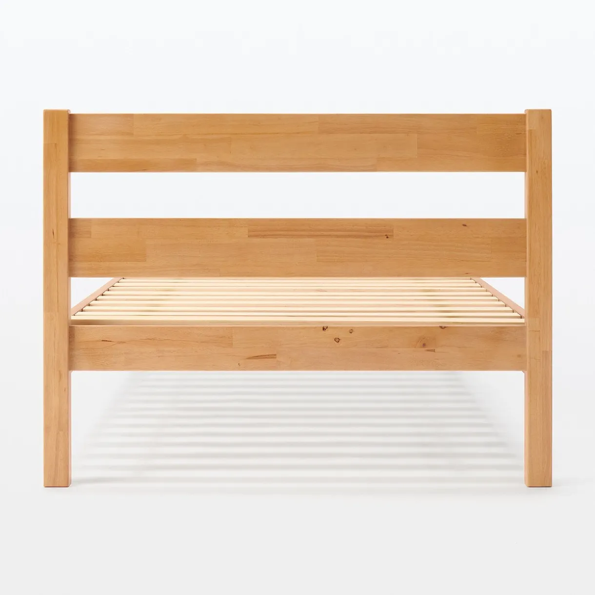 Lit double plaqué en bois d'hévéa