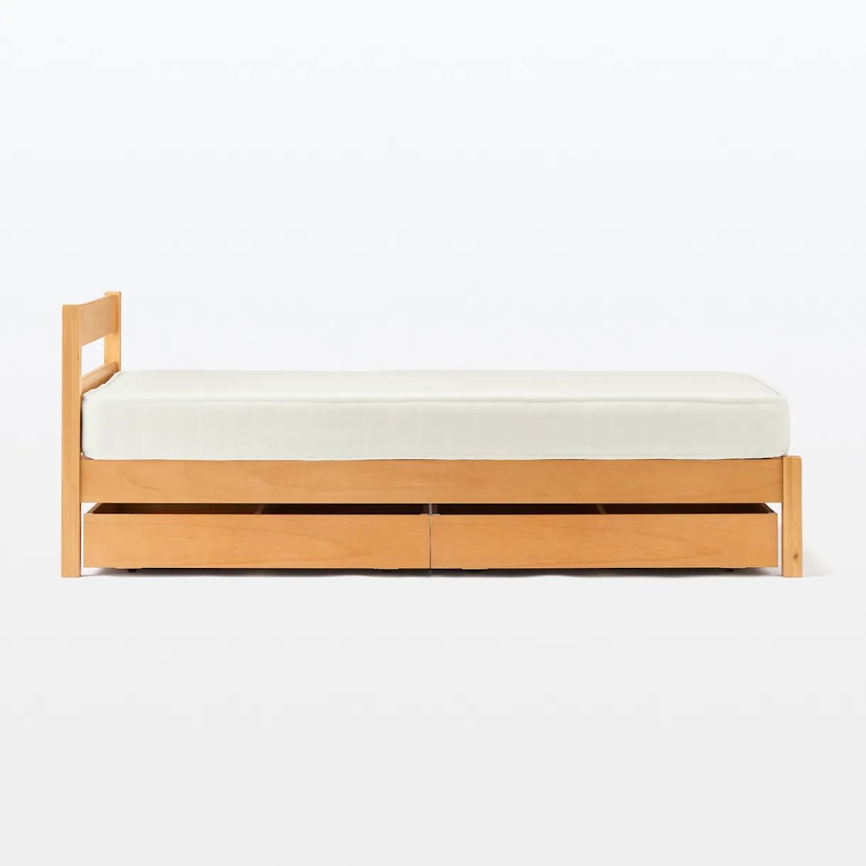 Lit double plaqué en bois d'hévéa