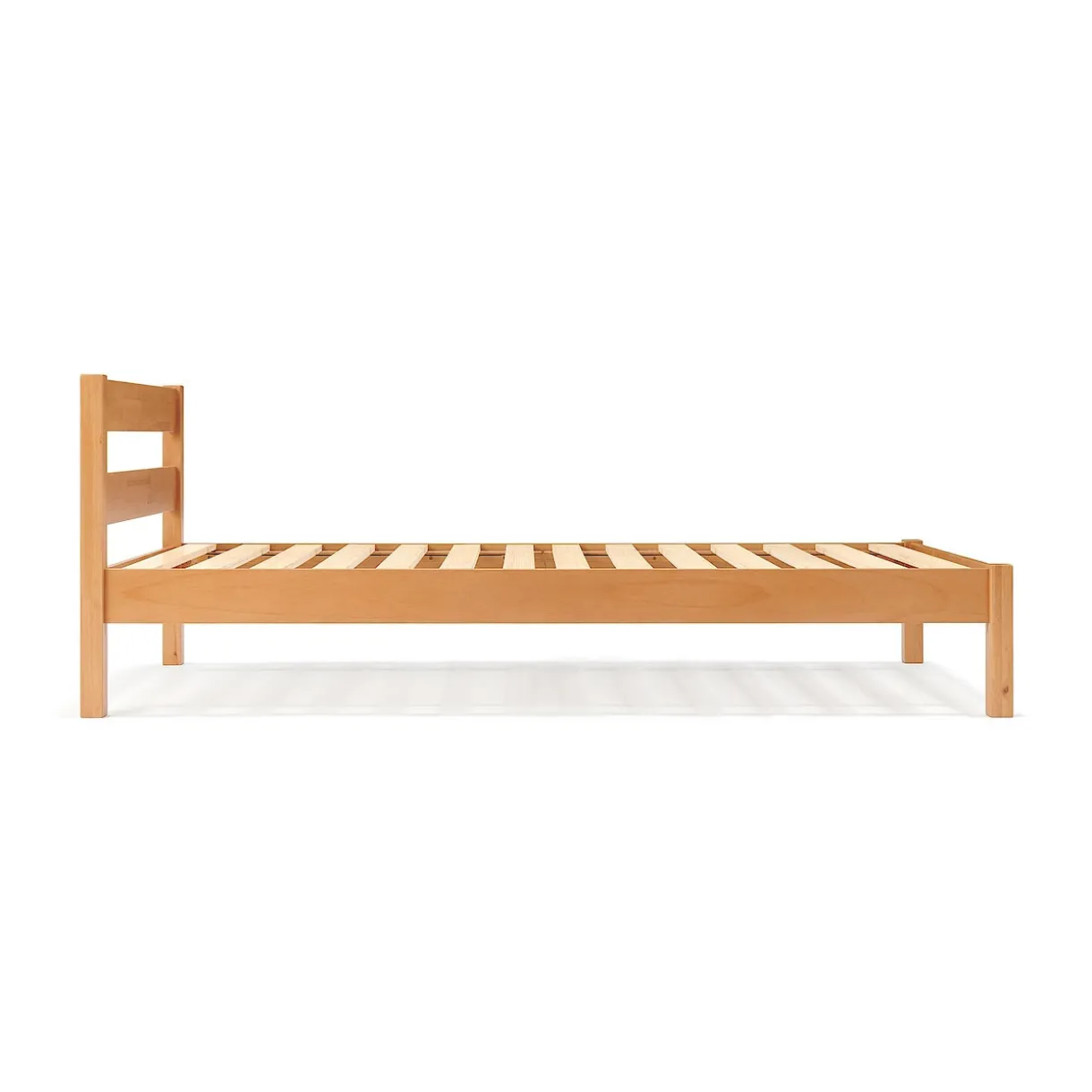 Lit large double plaqué en bois d'hévéa